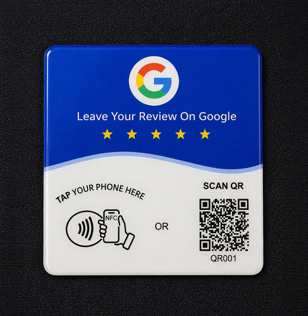 Google Reviews. Instagram  and WahtssApp NFC Tags.
